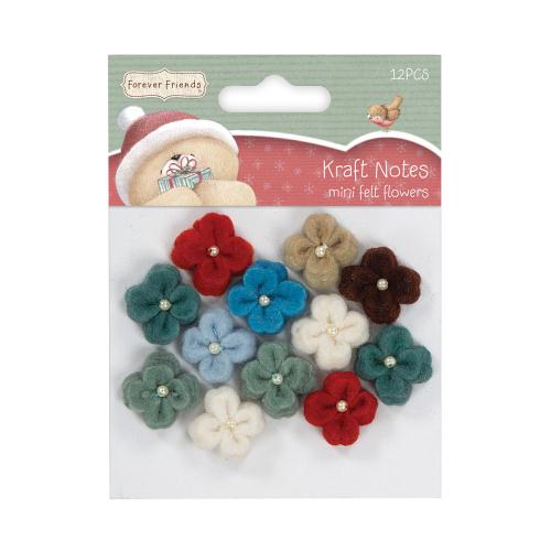 Christmas Kraft Notes Forever Friends Mini Felt Flowers